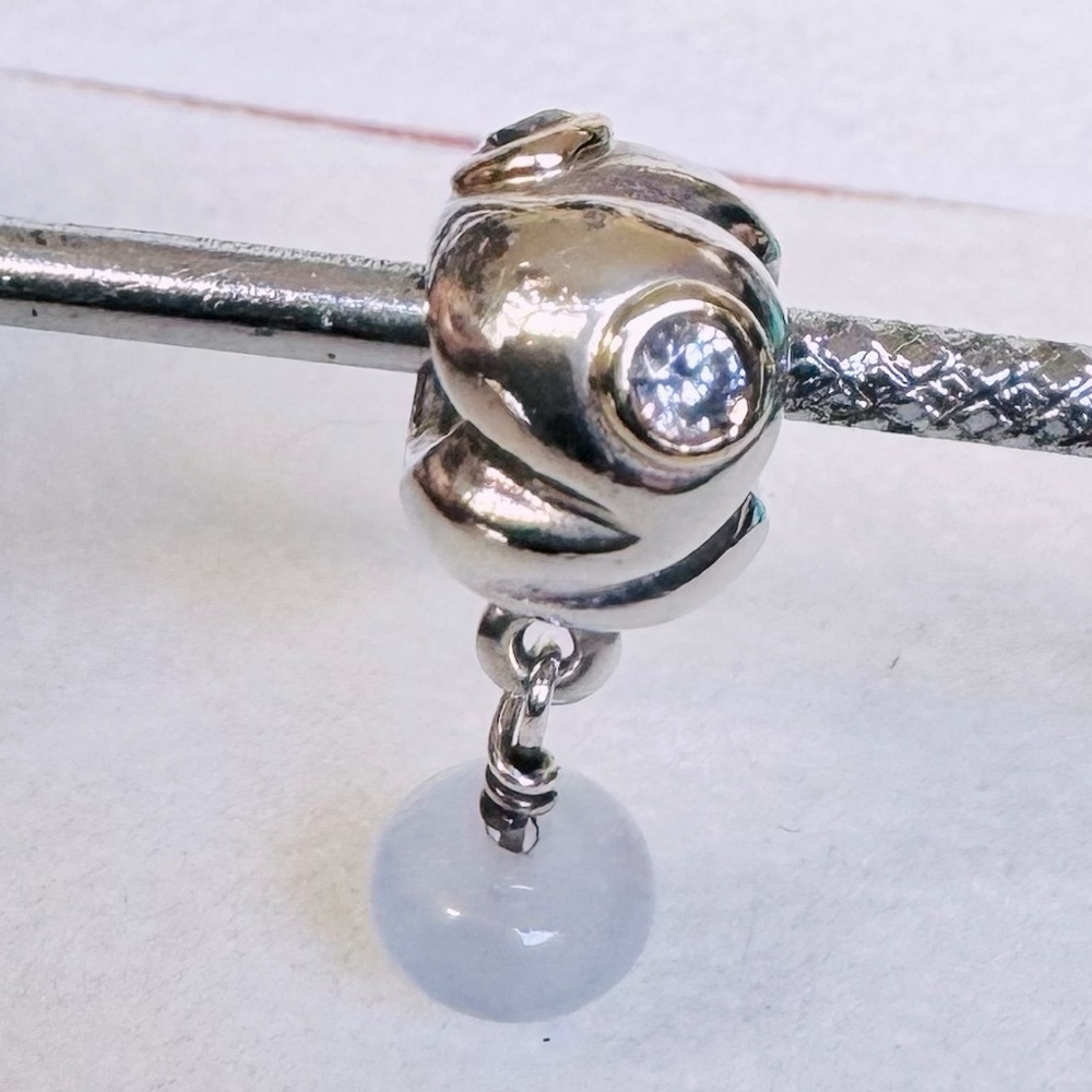 PANDORA SILVER 14K GOLD CHALCEDONY CHARM REF 790358LCZ NOW RETIRED